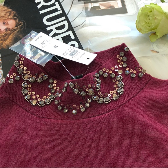 ANN TAYLOR Embellished Mock Neck Sweater - Picture 4 of 8